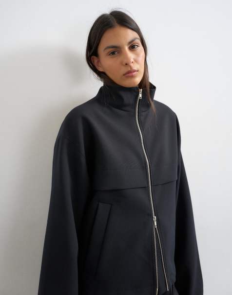 Topshop – Jacke mit Stehkragen in Schwarz, Kombiteil - view 1