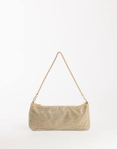 Jackie small diamante shoulder bag in gold