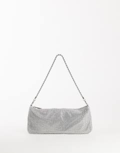 Jackie small diamante shoulder bag in silver