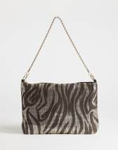 Topshop Jackson embellished shoulder bag in black & white zebra