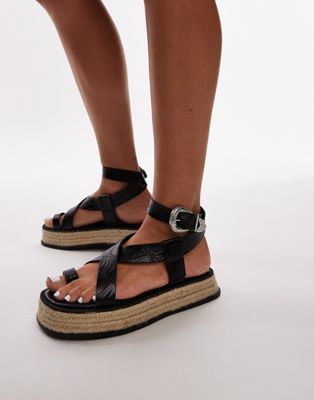  Jackson strappy espadrille sandal with toe loop  croc