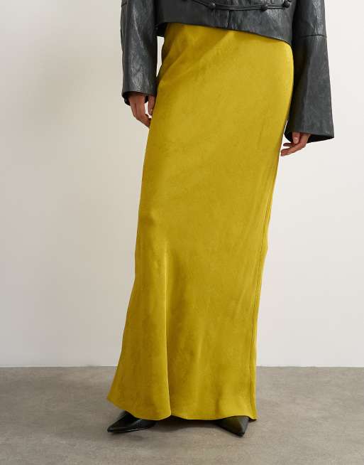 Topshop jacquard maxi skirt in mustard, 3 of 5