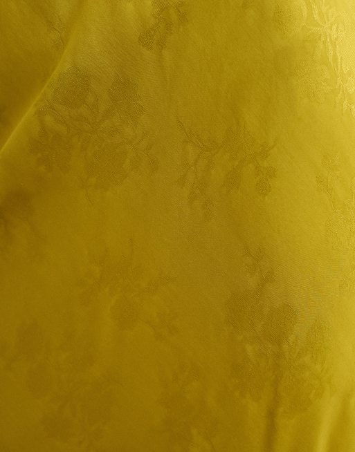 Topshop jacquard maxi skirt in mustard, 4 of 5