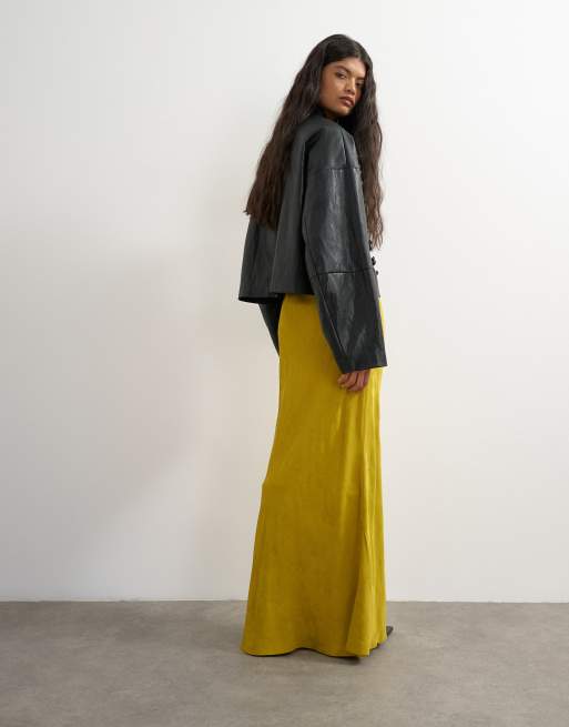 Topshop jacquard maxi skirt in mustard, 5 of 5