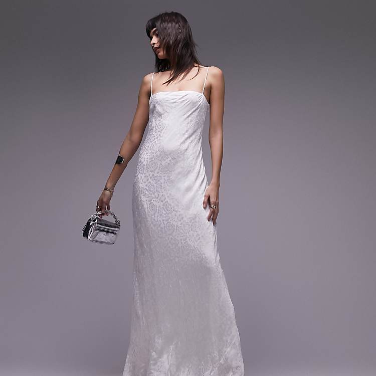 white maxi slip dress Satin - Button-Front Dress - Maxi Dress A classic slip dress with adjustable straps RINKI V LONG SLIP DRESS