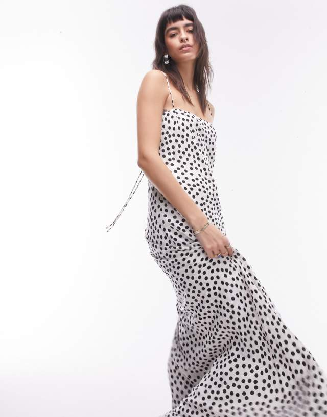 Topshop - jacquard maxi slip dress mono polka dot