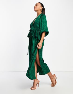 topshop green jacquard dress