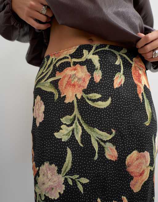 Topshop Jacquard-Rock in 90er-Länge mit gepunktetem Blumenmuster, 5 von 5