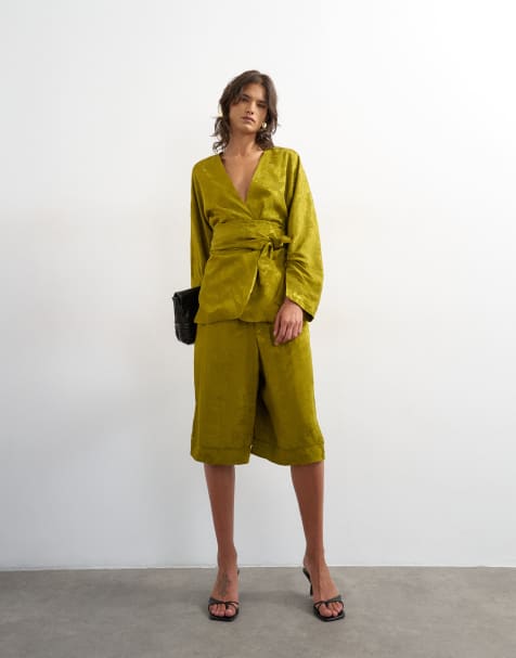 Topshop jacquard set in green - view 1
