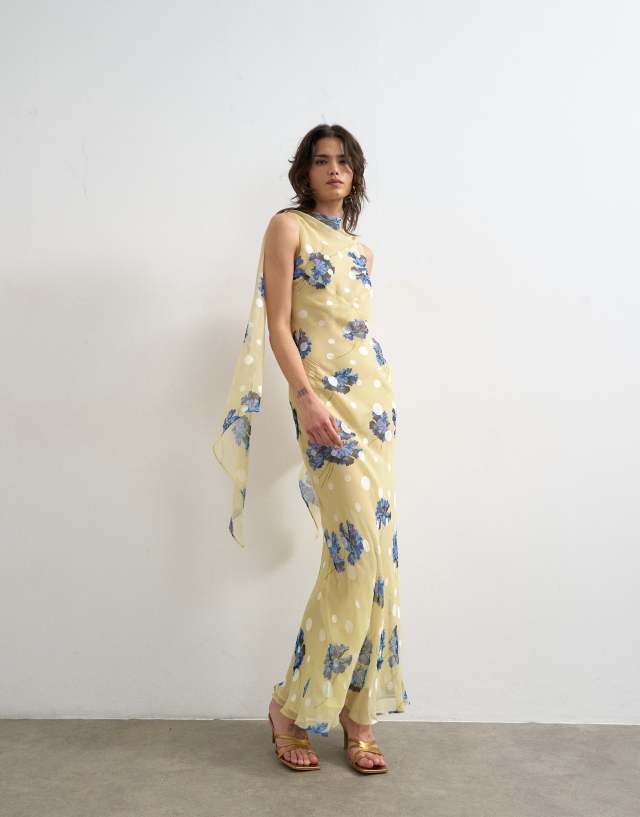 collina strada green dress FORTUNATE ONE Aquamarine Maxi Dress Blue