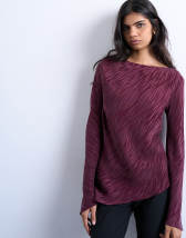 Topshop jacquard zebra slash neck long sleeve in burgundy