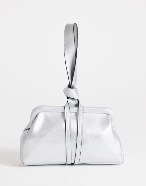 Topshop Jade mini loop grab bag in silver - view 1