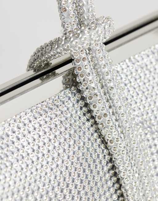 Topshop Jade petite pochette à poignée en strass argentés, 2 de 4