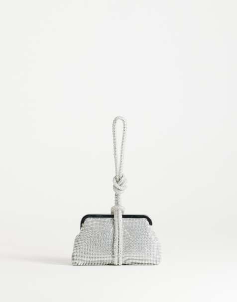 Topshop Jade wristlet grab bag in silver diamante - view 1
