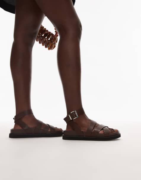 Topshop - Jady - Platte sandalen in chocoladebruin - view 1
