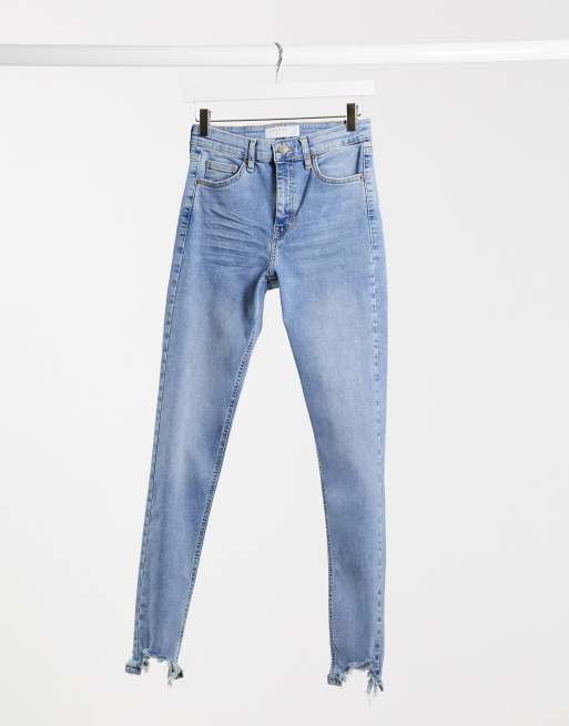 Topshop Jagged Hem Jamie Jeans In Bleach Wash Asos