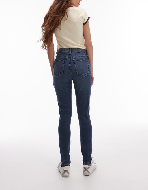 Topshop - Jamie - Blå og højtaljede skinny jeans, 3 af 5