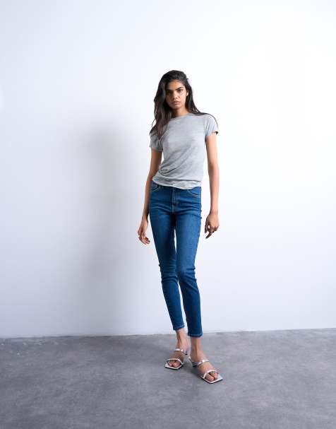 Topshop – Jamie – Blå, skinny jeans med hög midja - view 1