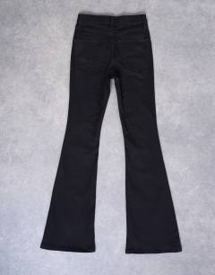 Model wearing Jamie flare high rise jean in black