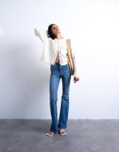Topshop Jamie flare high rise jean in vintage blue