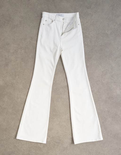 Topshop Jamie Flare high rise jean in white, 6 of 8