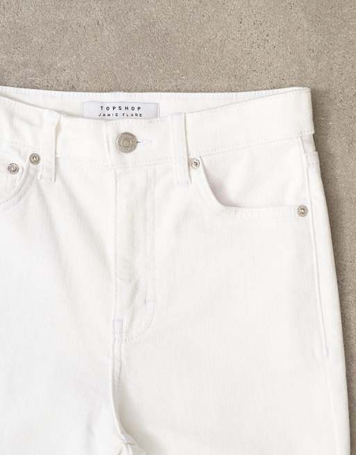 Topshop Jamie Flare high rise jean in white, 8 of 8