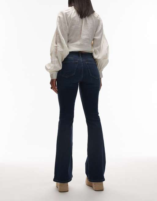 Topshop Jamie flare high rise jeans in rich blue , 2 of 5
