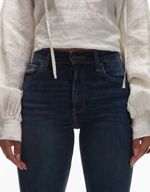 Topshop Jamie flare high rise jeans in rich blue , 5 of 5