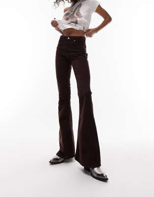 Lejlighedsvis kabine Jeg klager Topshop Cord Jamie Flare Cotton Blend Jean In Chocolate Brown - Brown |  ModeSens