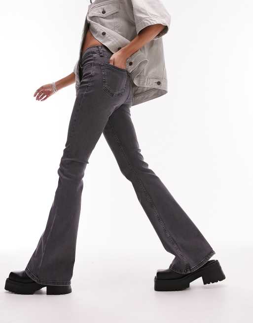 Topshop Jamie flare jeans in gray 