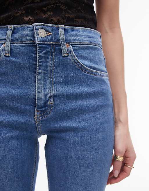 Topshop Jamie flare jeans in mid blue | ASOS