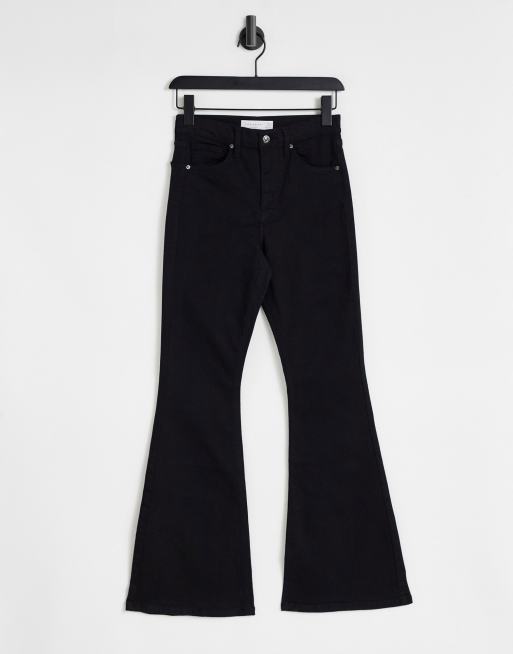 Topshop Jamie flare jeans in mid washed black