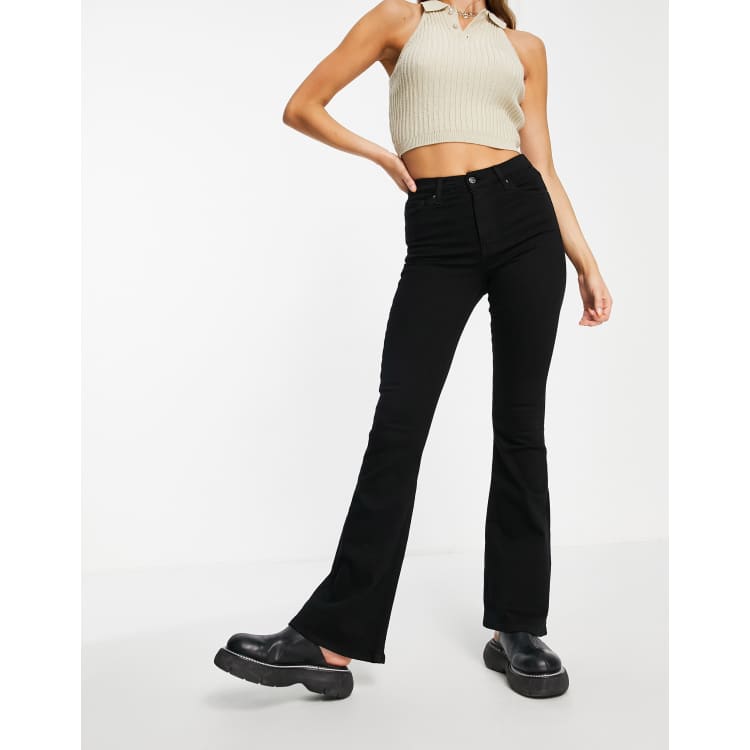 Topshop Jamie flare jeans in pure black | ASOS