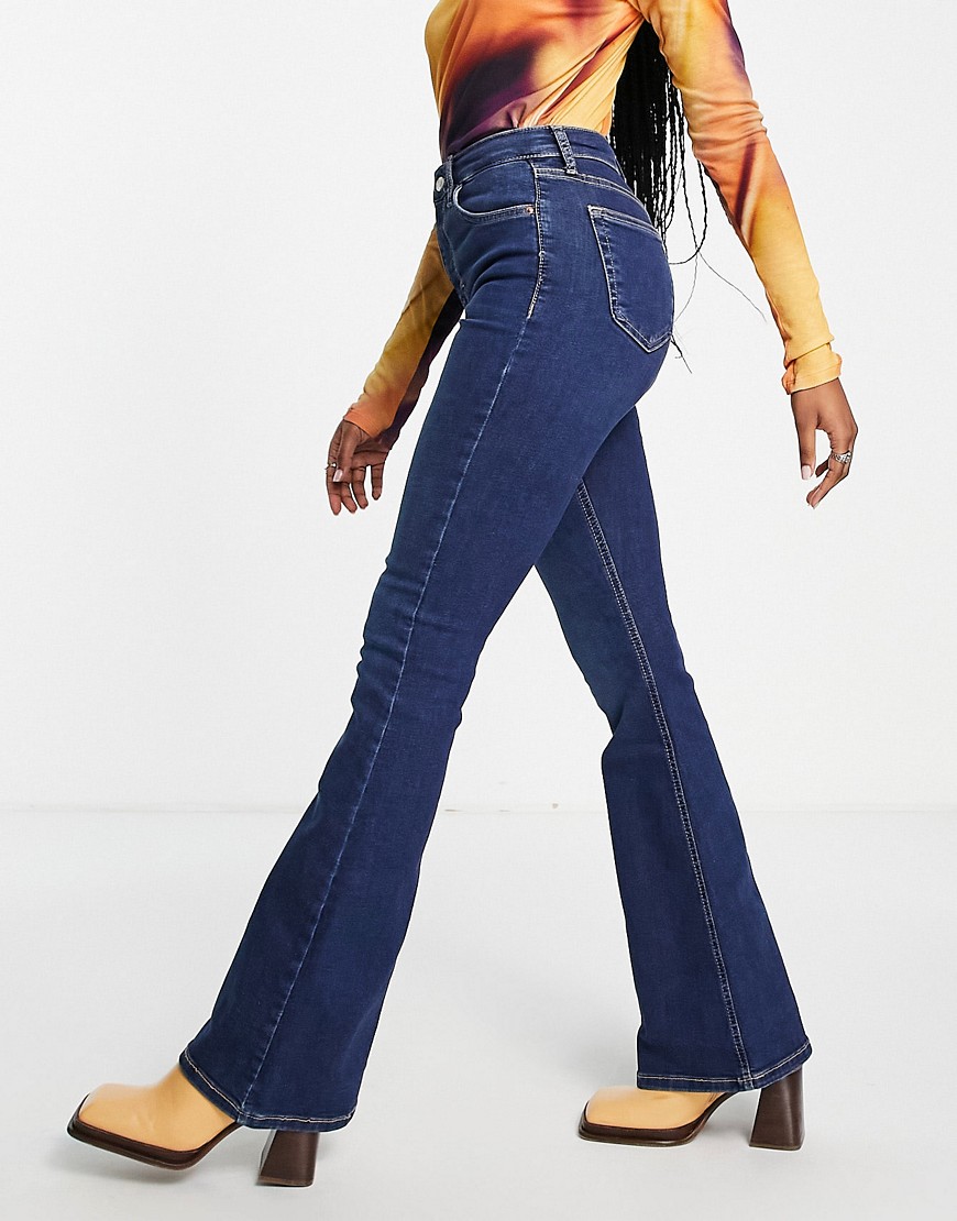 Topshop Jamie flare jeans in rich blue