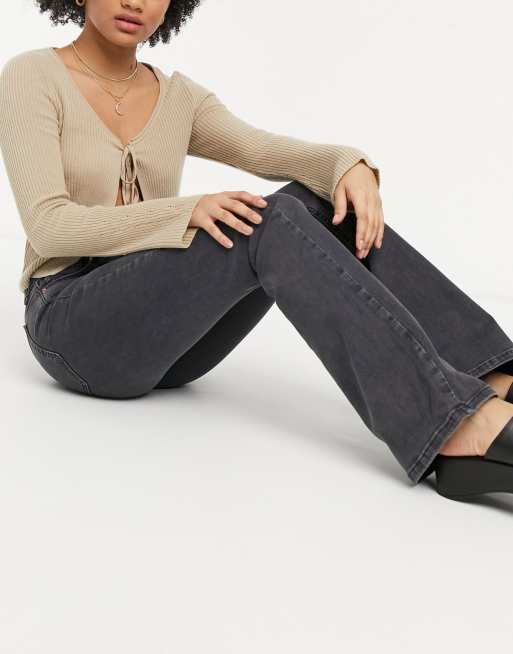 トップショップ Topshop relaxed flare jeans in black レディース-