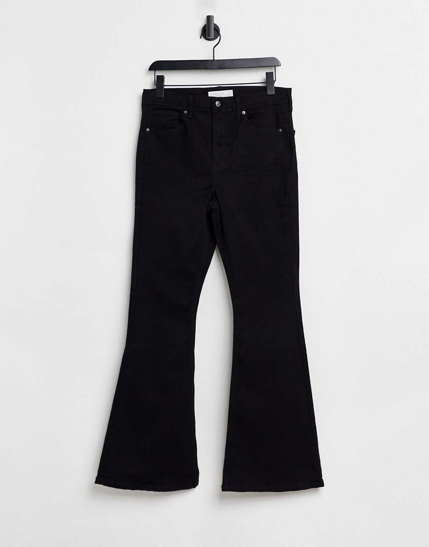 Topshop Jamie flared jeans in pure black