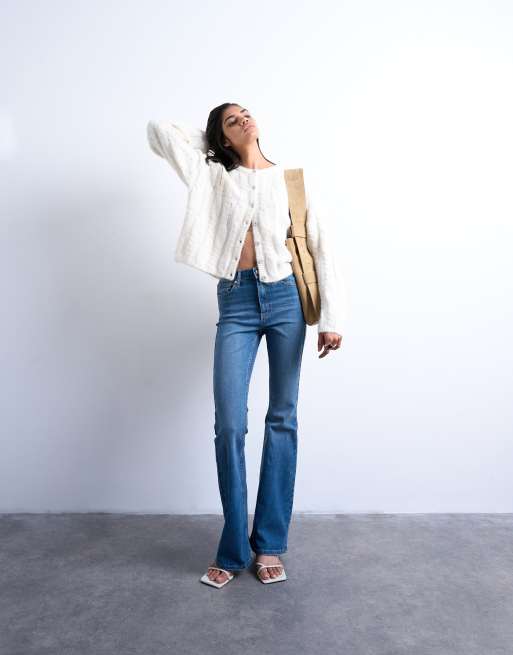 Topshop - Jamie - Flared jeans met hoge taille in vintage blauw