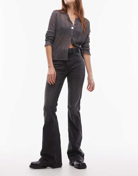 Topshop - Jamie - Flared jeans met hoge taille in zwart met wassing - view 1