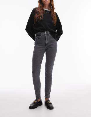 Topshop – Jamie – Grå, skinny jeans med hög midja - view 1