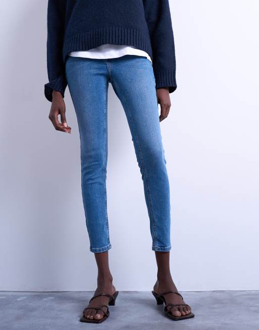 Topshop Jamie high rise skinny jean in mid blue ASOS