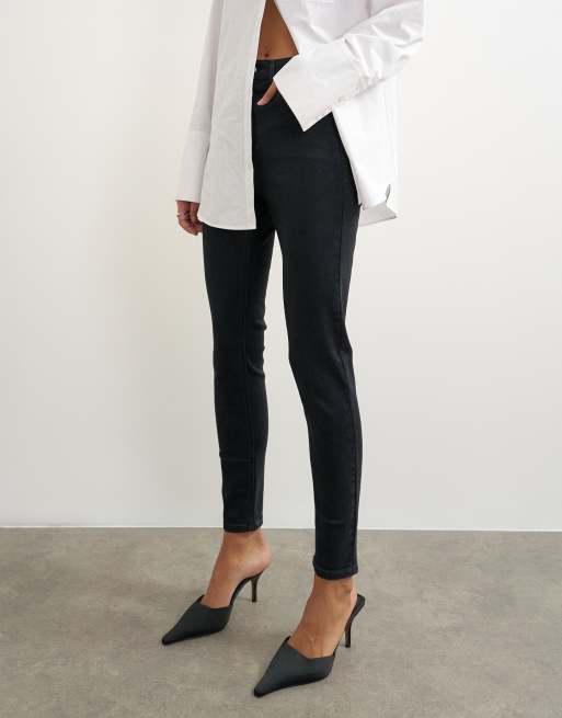 Topshop Jamie high rise skinny jeans in black, 4 of 5