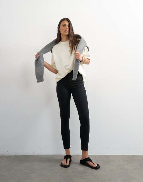 Topshop Jamie high rise skinny jeans in black - view 1