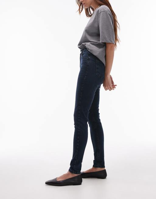 Topshop Jamie high rise skinny jeans in blue black 2