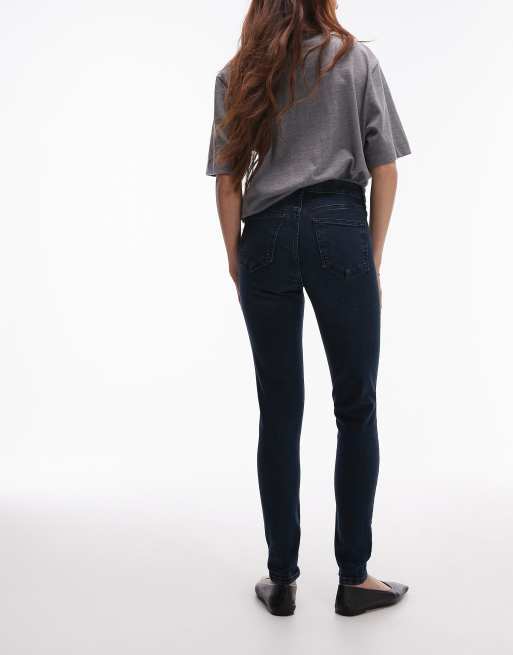 Topshop Jamie high rise skinny jeans in blue black 3