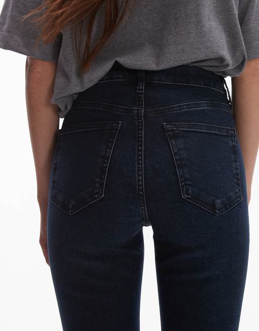 Topshop Jamie high rise skinny jeans in blue black 4