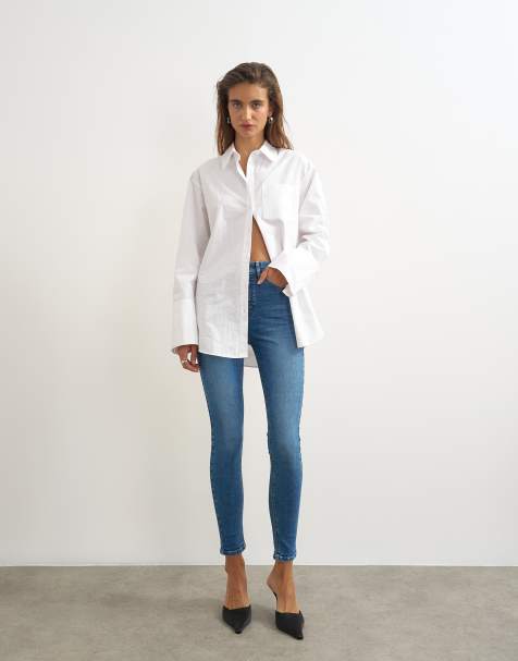 Topshop Jamie High-Rise Skinny Jeans in Mittelblau - view 1