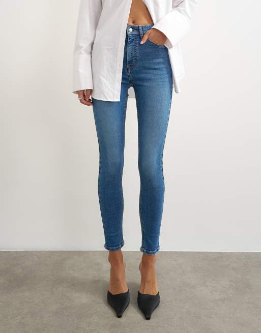Topshop Jamie High-Rise Skinny Jeans in Mittelblau, 2 von 5