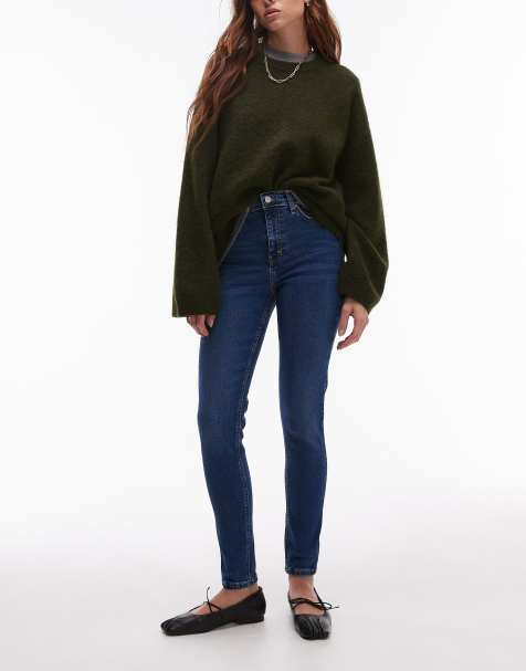 Topshop Jamie high rise skinny jeans in rich blue - view 1