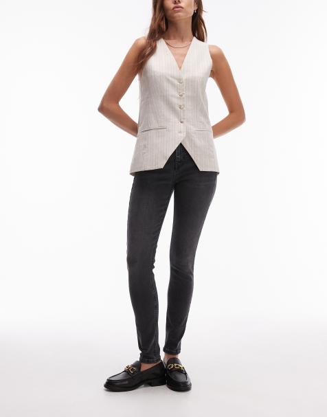 Topshop Jamie high rise skinny jeans in washed black - view 1