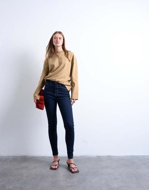 Topshop - Jamie - Indigoblå skinny-jeans med høj talje - view 1